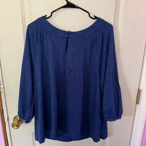 j. jill Smocked 3/4 Sleeve Top Super Soft Button Accent Sz XL